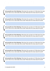 Third page of the core belief workbook